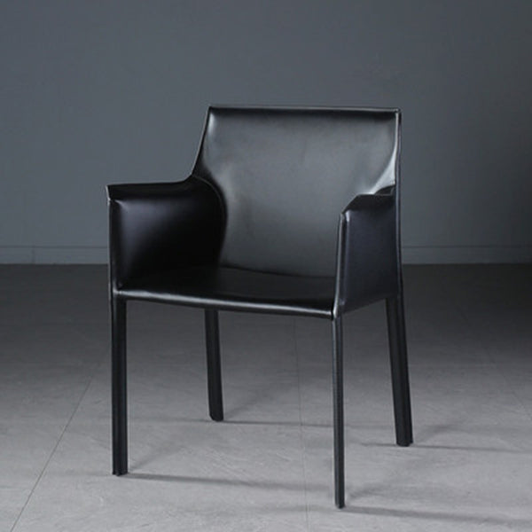 Fauteuil en cuir de selle de Style design, finition mate, dossier solide, chaise de salle à manger simple
