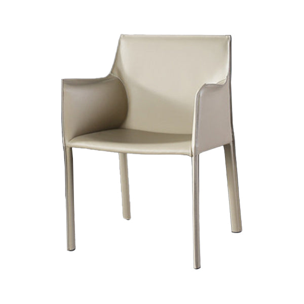 Silla de comedor individual con respaldo sólido y acabado mate de cuero con silla de montar para el hogar de estilo diseñador