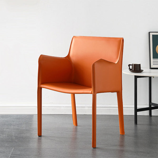 Fauteuil en cuir de selle de Style design, finition mate, dossier solide, chaise de salle à manger simple