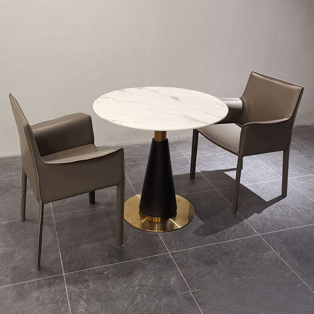 Silla de comedor individual con respaldo sólido y acabado mate de cuero con silla de montar para el hogar de estilo diseñador