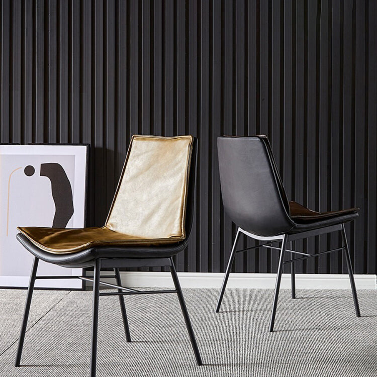 Sillas de comedor de cuero de estilo industrial, sillas laterales sin brazos con respaldo sólido para cocina