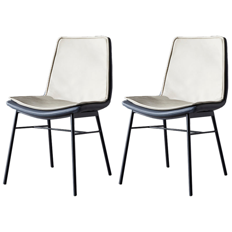 Sillas de comedor de cuero de estilo industrial, sillas laterales sin brazos con respaldo sólido para cocina