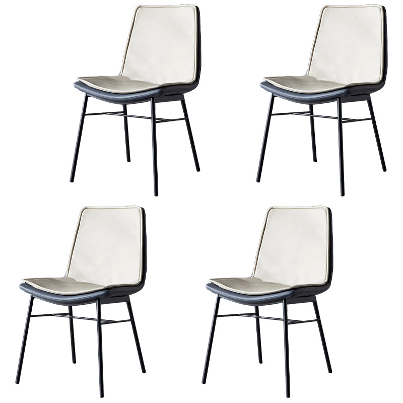 Sillas de comedor de cuero de estilo industrial, sillas laterales sin brazos con respaldo sólido para cocina