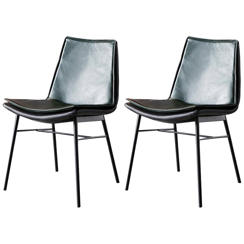 Sillas de comedor de cuero de estilo industrial, sillas laterales sin brazos con respaldo sólido para cocina