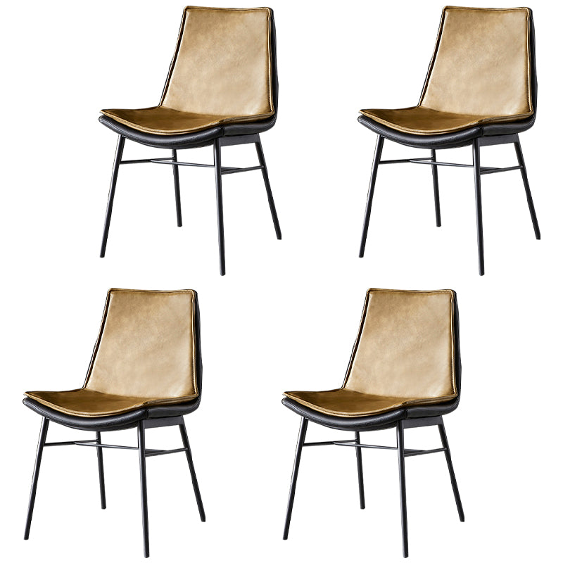 Sillas de comedor de cuero de estilo industrial, sillas laterales sin brazos con respaldo sólido para cocina
