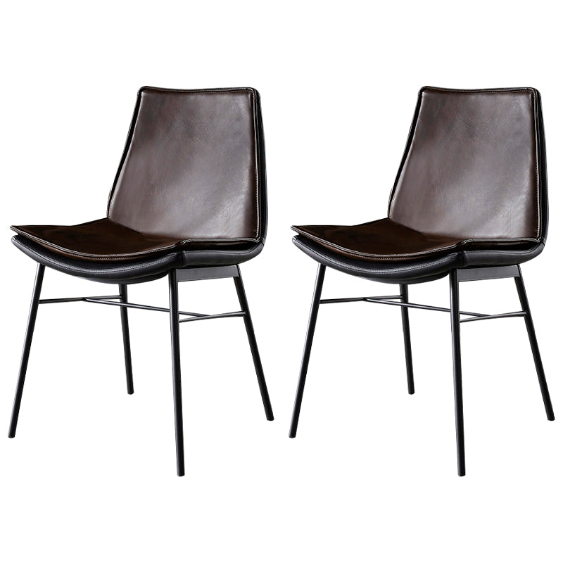Sillas de comedor de cuero de estilo industrial, sillas laterales sin brazos con respaldo sólido para cocina