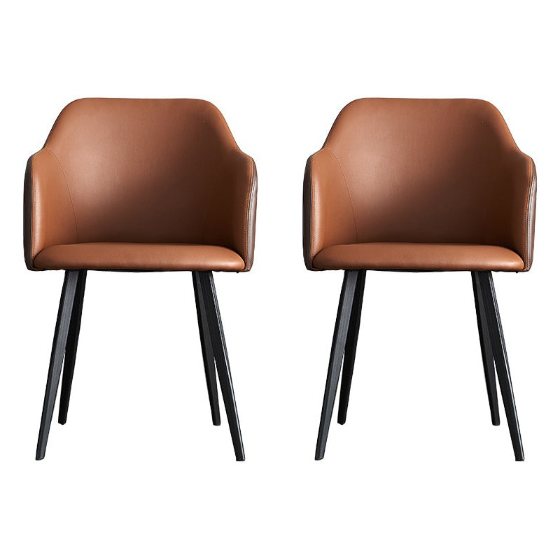 Sillas tapizadas con respaldo sólido de comedor de cuero de estilo moderno