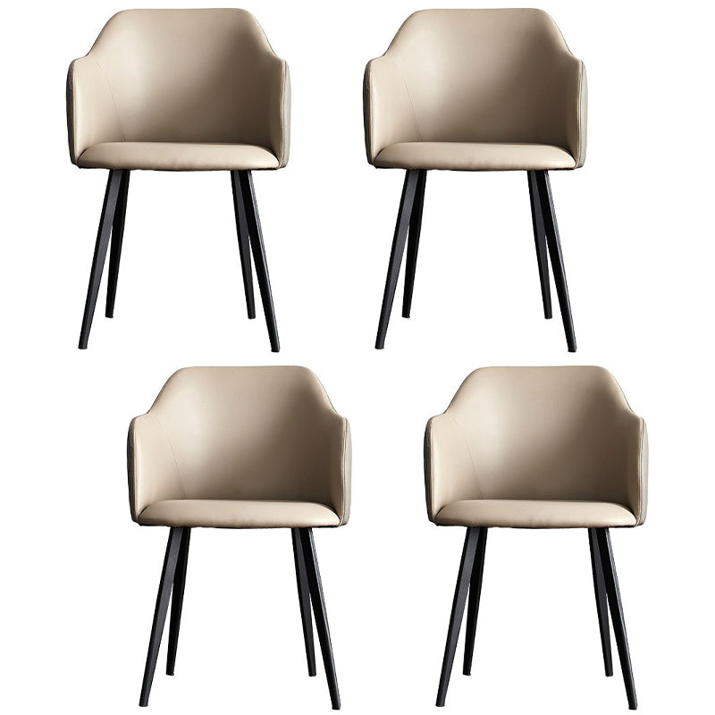 Sillas tapizadas con respaldo sólido de comedor de cuero de estilo moderno