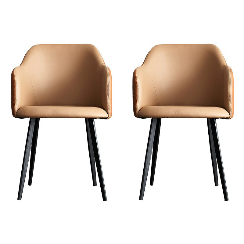 Sillas tapizadas con respaldo sólido de comedor de cuero de estilo moderno
