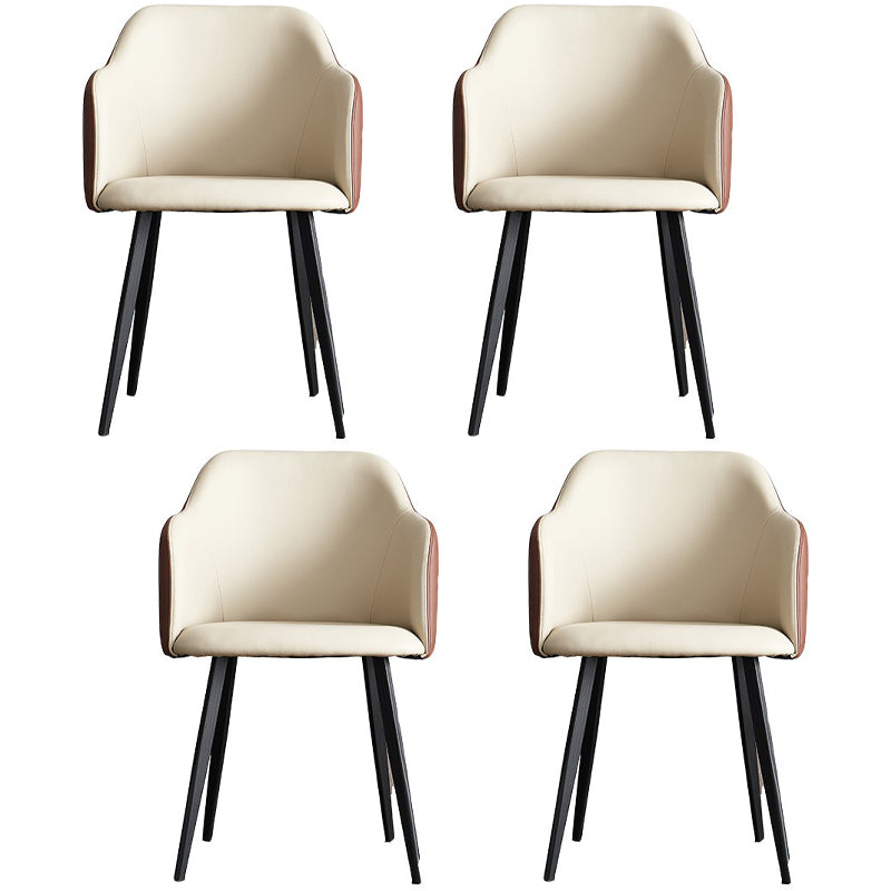 Sillas tapizadas con respaldo sólido de comedor de cuero de estilo moderno