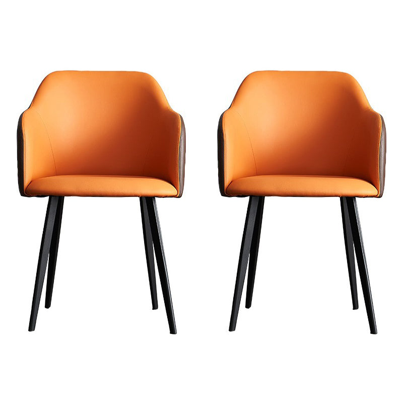 Sillas tapizadas con respaldo sólido de comedor de cuero de estilo moderno