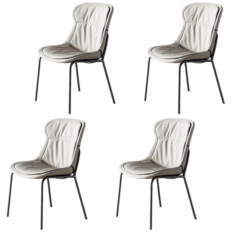 Industrial Style Leather Dining Armless Chairs Solid Back Dining Chair for Kitchen