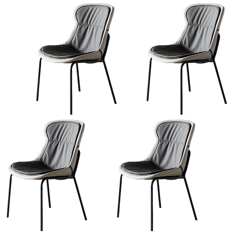 Industrial Style Leather Dining Armless Chairs Solid Back Dining Chair for Kitchen
