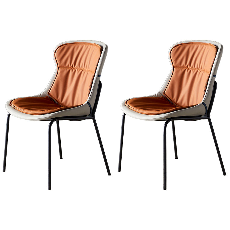 Industrial Style Leather Dining Armless Chairs Solid Back Dining Chair for Kitchen