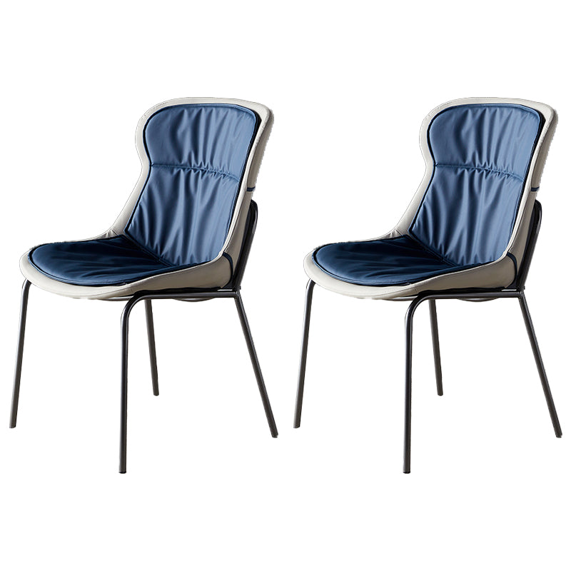 Industrial Style Leather Dining Armless Chairs Solid Back Dining Chair for Kitchen