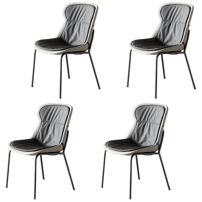 Industrial Style Leather Dining Armless Chairs Solid Back Dining Chair for Kitchen
