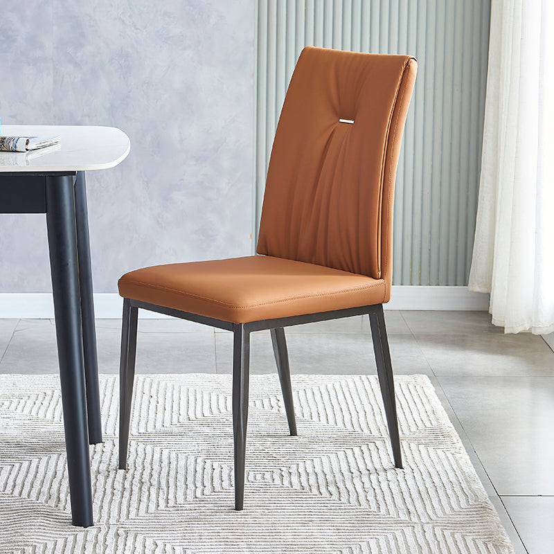Chaises de salle à manger industrielles en métal, chaises de salle à manger sans bras en cuir pour usage domestique
