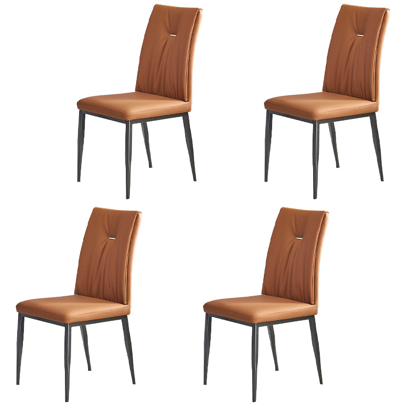 Sillas de comedor industriales de metal, sillas de comedor sin brazos de cuero para uso doméstico
