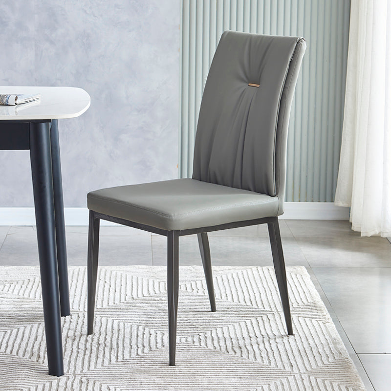 Chaises de salle à manger industrielles en métal, chaises de salle à manger sans bras en cuir pour usage domestique
