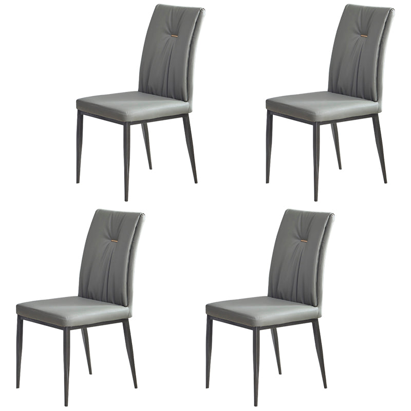 Sillas de comedor industriales de metal, sillas de comedor sin brazos de cuero para uso doméstico