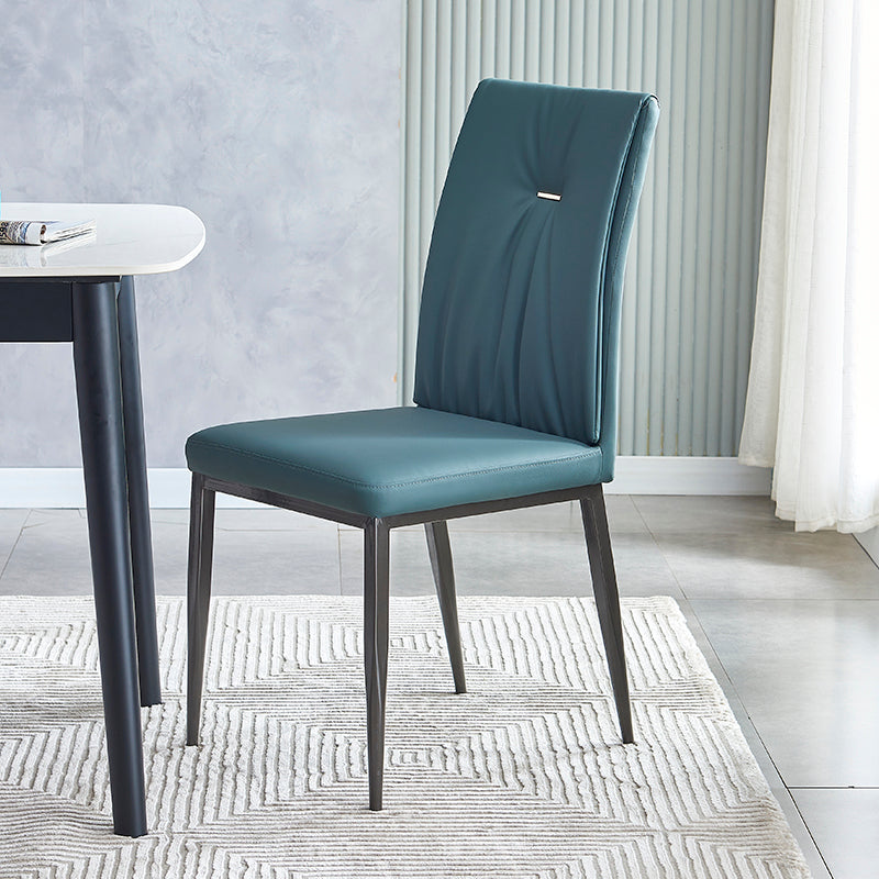 Chaises de salle à manger industrielles en métal, chaises de salle à manger sans bras en cuir pour usage domestique