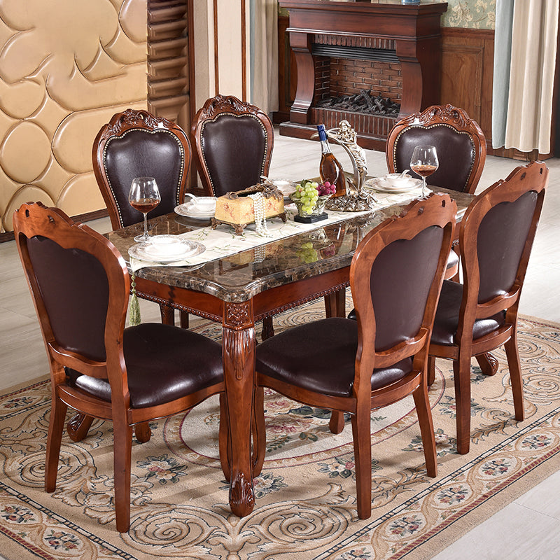 Sillas de comedor victorianas sin brazos de cuero, sillas laterales tapizadas (juego de 2)