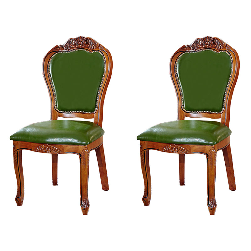 Chaises de salle à manger sans accoudoirs en cuir victorien Chaises d'appoint rembourrées (Ensemble de 2)