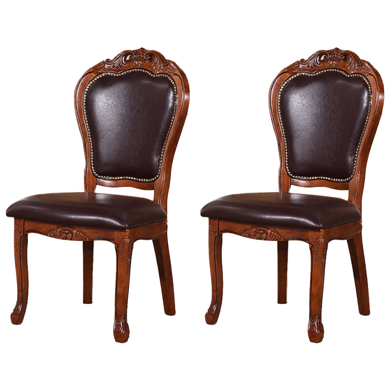 Chaises de salle à manger sans accoudoirs en cuir victorien Chaises d'appoint rembourrées (Ensemble de 2)