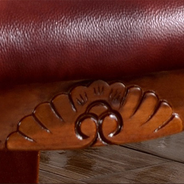 Sillas de comedor victorianas sin brazos de cuero, sillas laterales tapizadas (juego de 2)