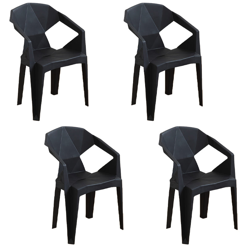 Fauteuils de salle à manger en plastique modernes, fauteuils de salle à manger de patio arrière latéral extérieur