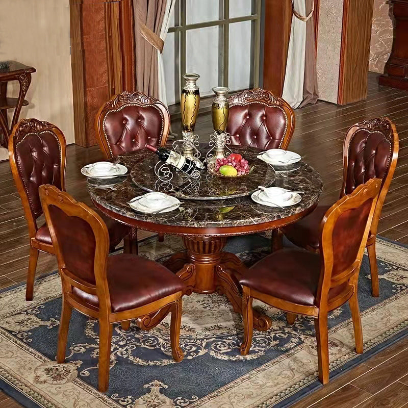 Sillas de comedor victorianas sin brazos Sillas laterales tapizadas en cuero (juego de 2)