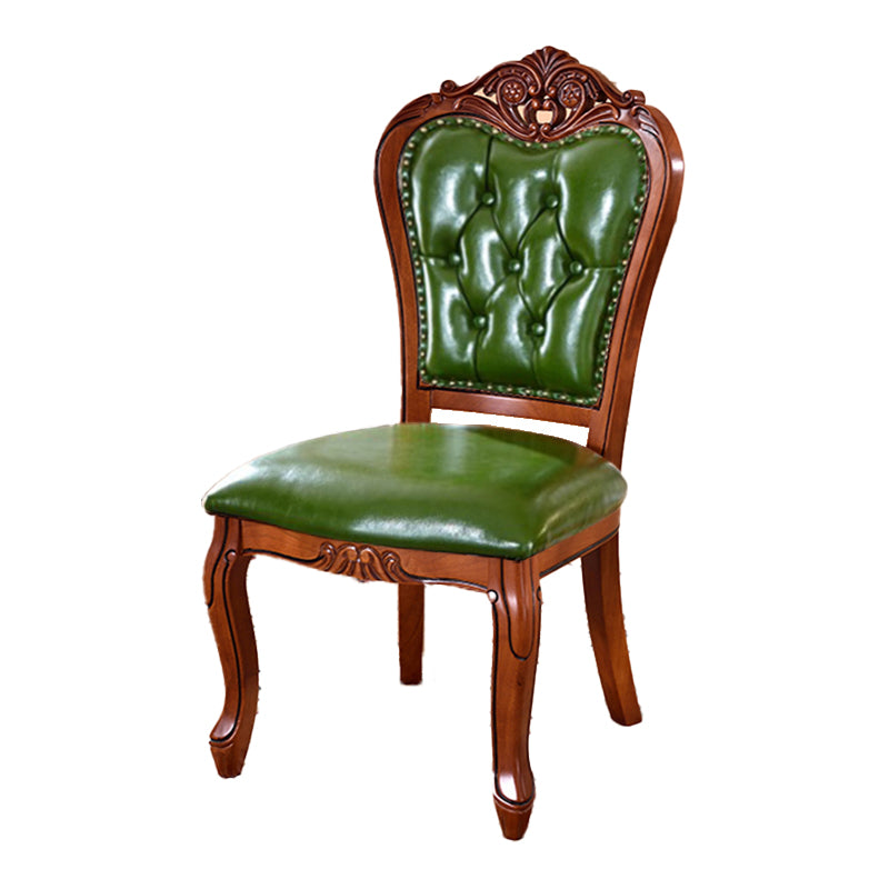 Sillas de comedor victorianas sin brazos Sillas laterales tapizadas en cuero (juego de 2)