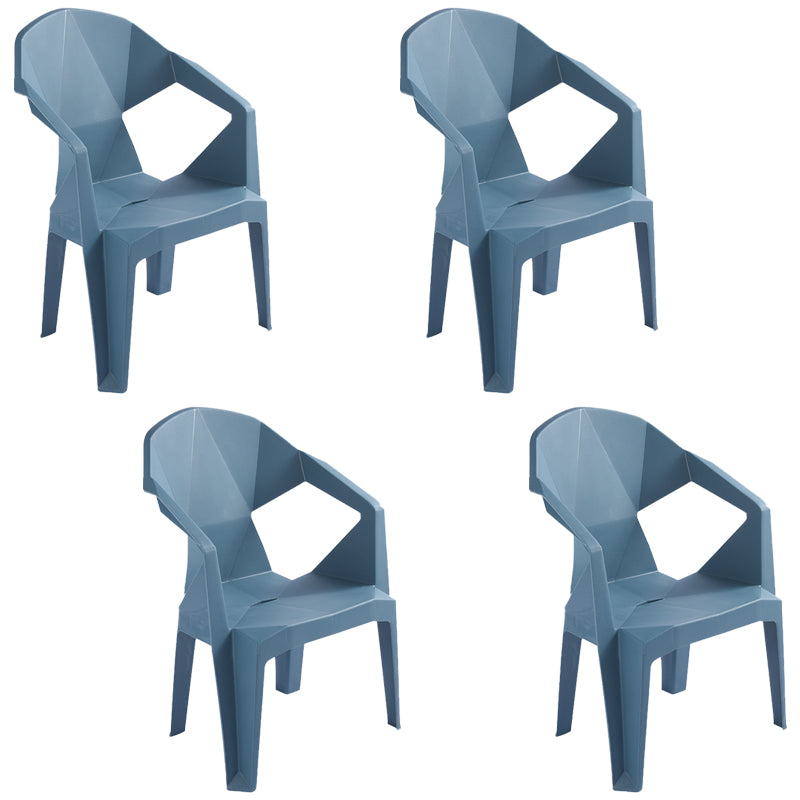 Contemporary Style Stacking Dining Chair Slat Back Plastic Dining Arm Chairs
