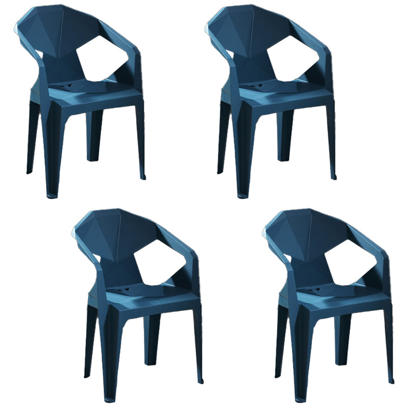 Modern Stacking Dining Side Chairs Slat Back Plastic Dining Arm Chairs