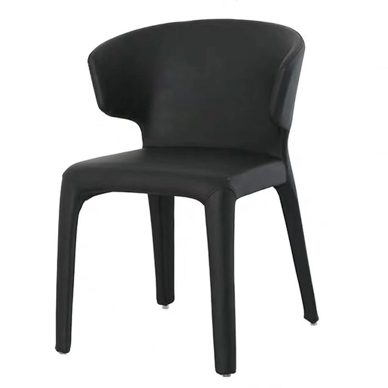 Silla de comedor individual con respaldo de ala y acabado mate de sillón de cuero estilo diseñador