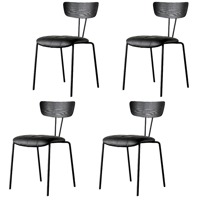 Silla lateral tapizada industrial con respaldo abierto y acabado mate (juego de 4)