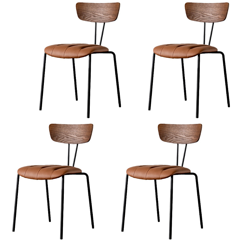 Silla lateral tapizada industrial con respaldo abierto y acabado mate (juego de 4)