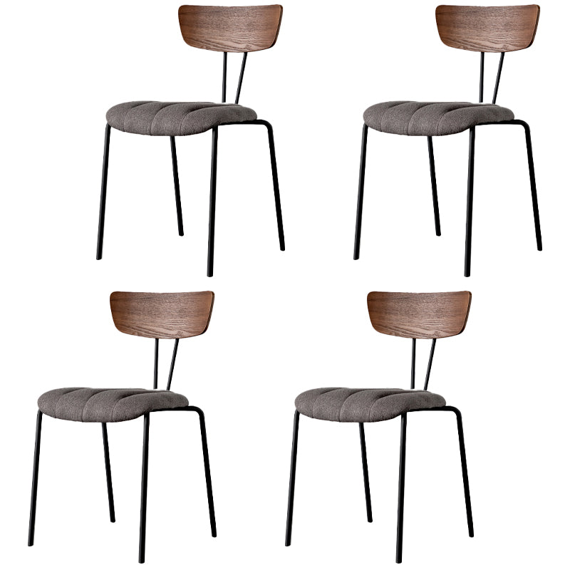 Chaise d'appoint rembourrée industrielle Chaise de salle à manger à dossier ouvert au fini mat (Ensemble de 4)