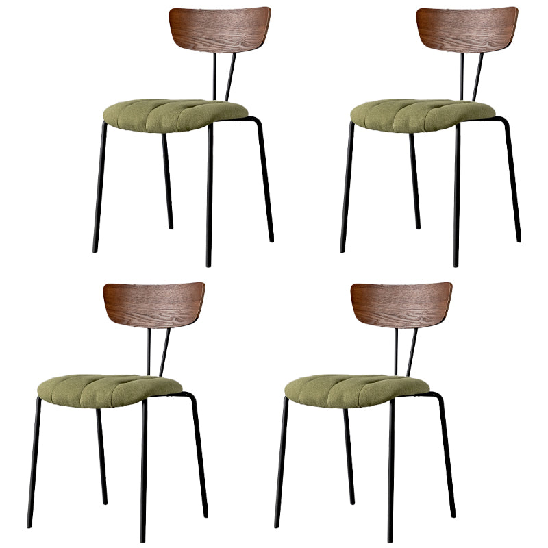 Chaise d'appoint rembourrée industrielle Chaise de salle à manger à dossier ouvert au fini mat (Ensemble de 4)