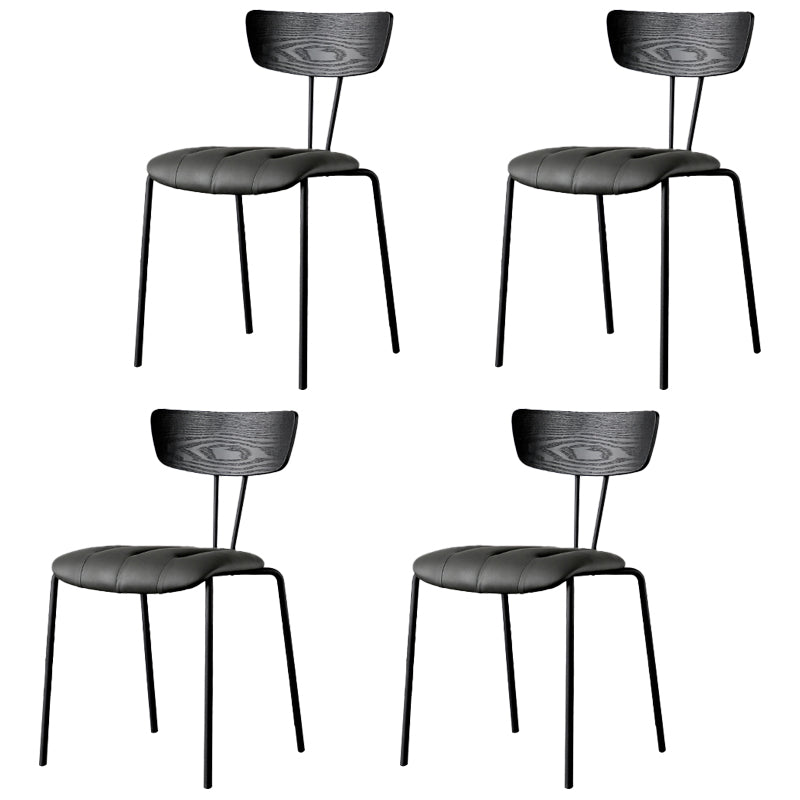Silla lateral tapizada industrial con respaldo abierto y acabado mate (juego de 4)