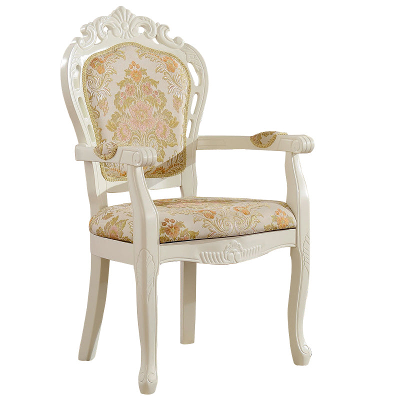 Silla de comedor de tela victoriana con respaldo King Louis y acabado mate (juego de 2)