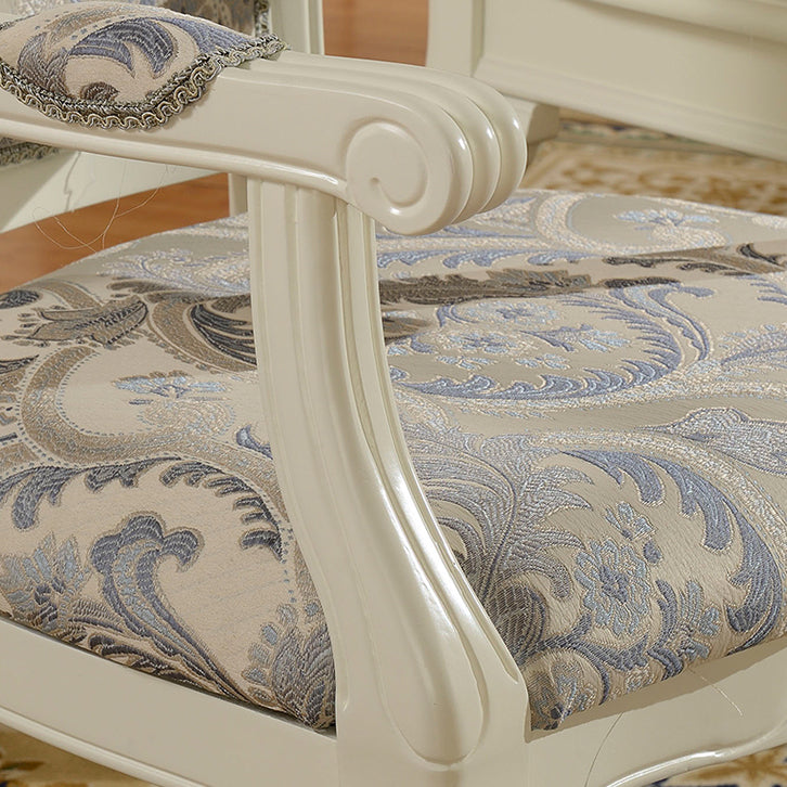 Silla de comedor de tela victoriana con respaldo King Louis y acabado mate (juego de 2)