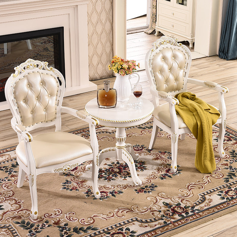 Silla lateral de balcón tapizada victoriana King Louis Back Silla de comedor con acabado mate (juego de 2)