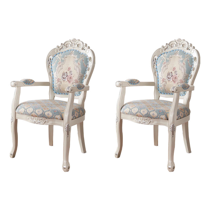 Chaise d'appoint de balcon rembourrée de style victorien, dossier King Louis, finition mate (Ensemble de 2)