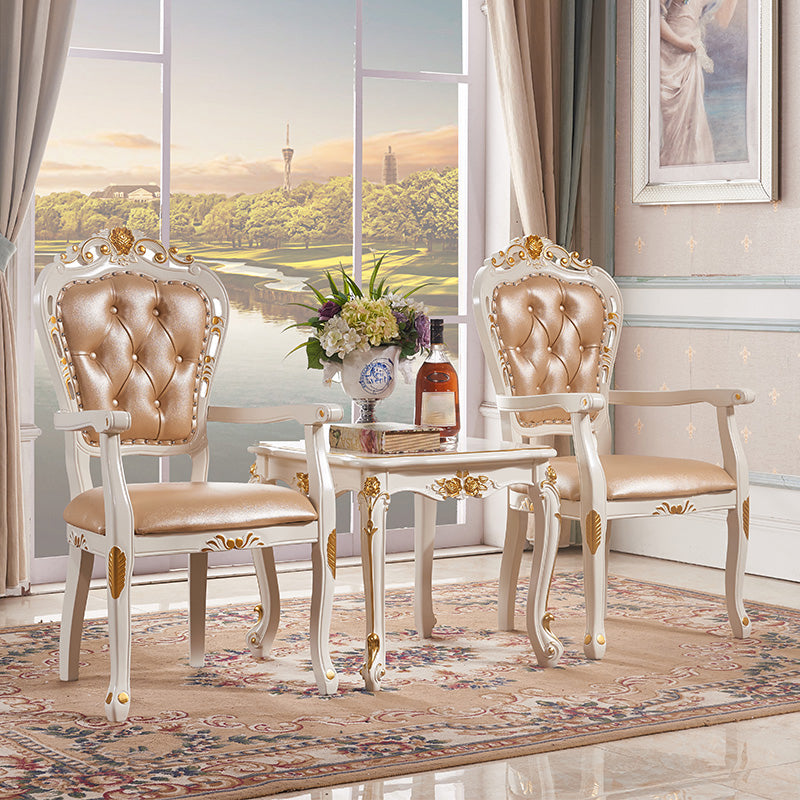 Silla lateral de balcón tapizada victoriana King Louis Back Silla de comedor con acabado mate (juego de 2)