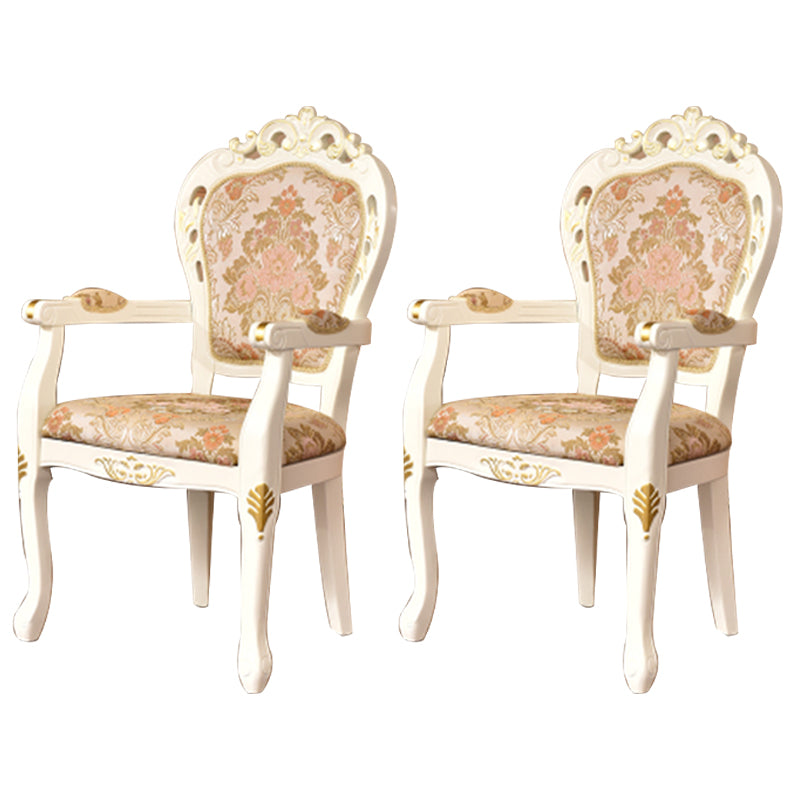 Chaise d'appoint de balcon rembourrée de style victorien, dossier King Louis, finition mate (Ensemble de 2)
