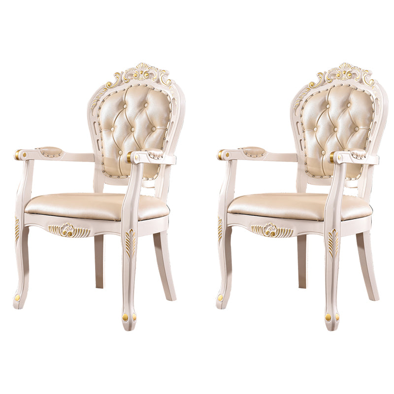 Silla lateral de balcón tapizada victoriana King Louis Back Silla de comedor con acabado mate (juego de 2)