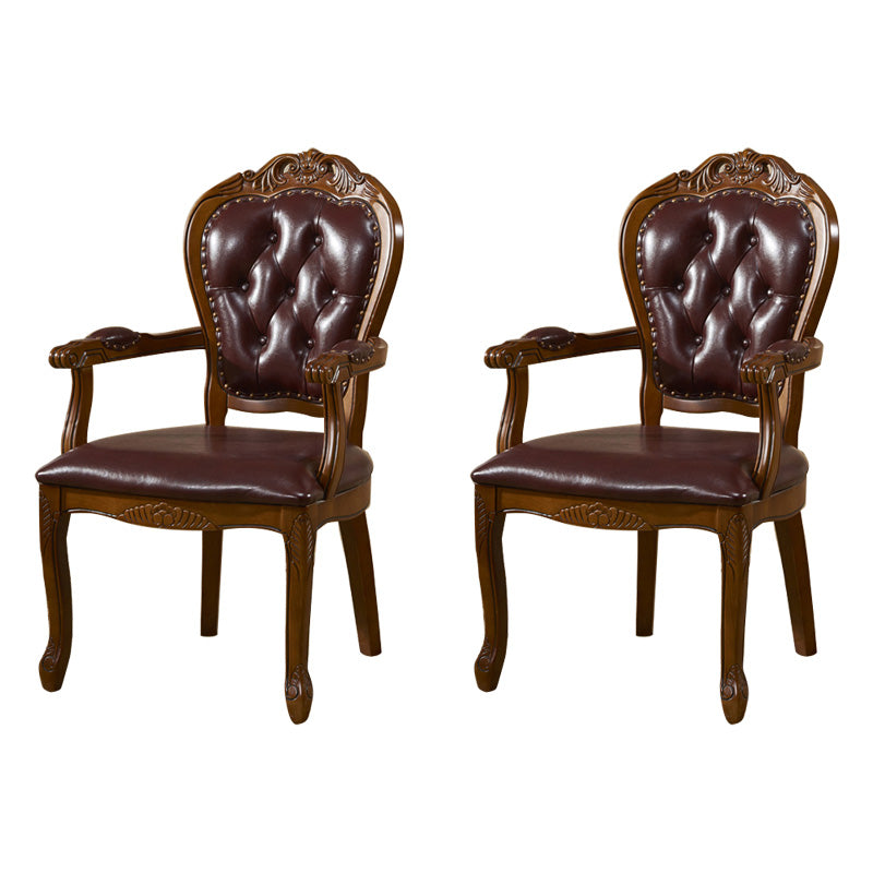 Chaise d'appoint de balcon rembourrée de style victorien, dossier King Louis, finition mate (Ensemble de 2)