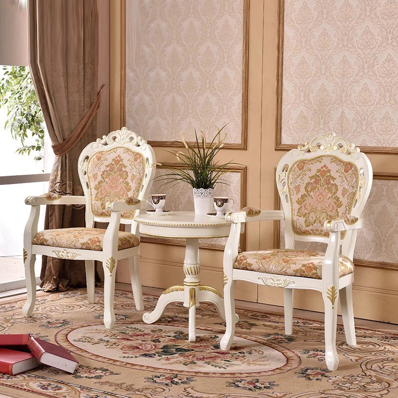 Silla lateral de balcón tapizada victoriana King Louis Back Silla de comedor con acabado mate (juego de 2)