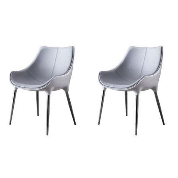Silla de comedor estilo moderno Sillas auxiliares con brazo de cocina y patas de metal (juego de 2)